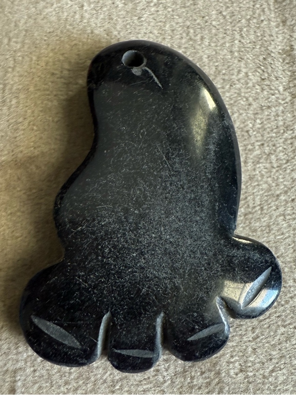 Hand-Carved Black Stone Pendant